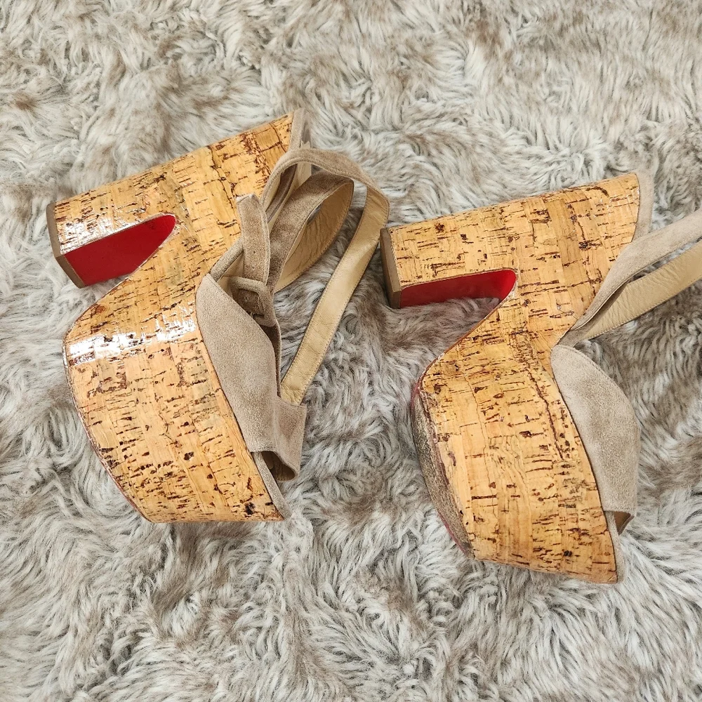 Authentic Christian Louboutin Super Dombasle Sandals In Beige Size IT 39 US‎ 9